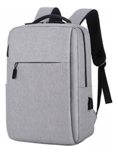 Morral Grande Bolso Maleta Mochila Laptop Portátil Usb Gris