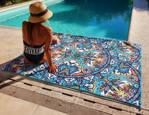 Imagen 2 de 8 de Manta Lona Playa Grande Impermeable C/ Correa Naturalpillow