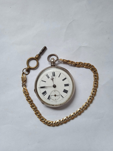 Antiguo Reloj Bolsillo De Plata De Los Años 1880 Funciona Im