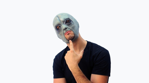 Imagen 4 de 4 de Máscara De Látex Alíen Extraterrestre Area 51 Sin Barbilla