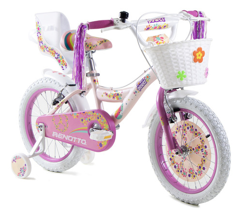 Bicicleta Benotto Cross Flower Power R16 1v. Niña Frenos V Color Rosa pastel Tamaño del cuadro N/A