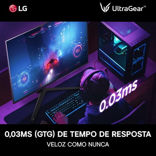 Monitor Gamer LG UltraGear OLED – Tela OLED 27”, QHD, HDR400, True black, 1.5M:1, 240Hz, 0,03ms (GtG), NVIDIA® G-SYNC® – 27GS95QE-B