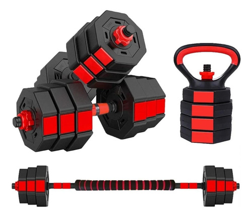 Mancuernas Ajustables Set 20kg 3 En 1 + Barra + Kettlebell