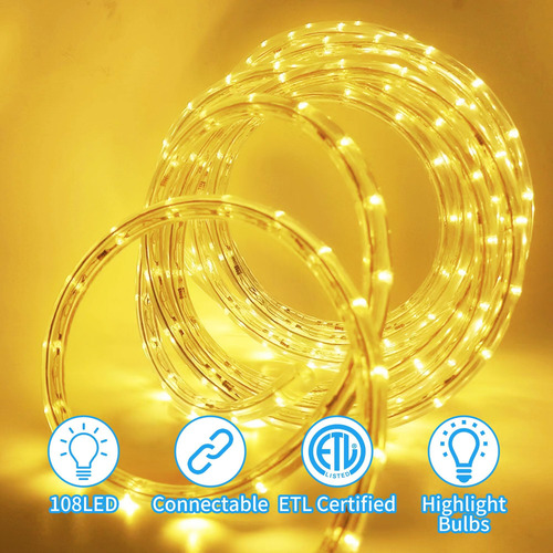 Luces Led De Cuerda Al Aire Libre, 108 Led De 16 Pies De 16