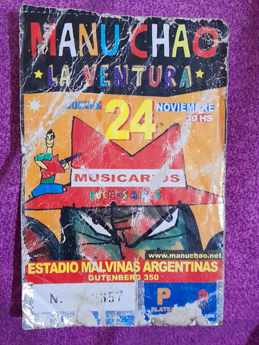 Entrada De Colección Manu Chao (Usado)