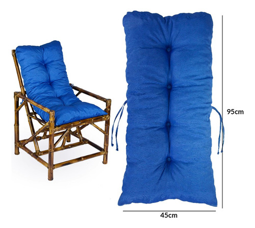 Conjunto: 2 Cadeiras + Namoradeira + Mesa E Almofadas Azul Azul Royal