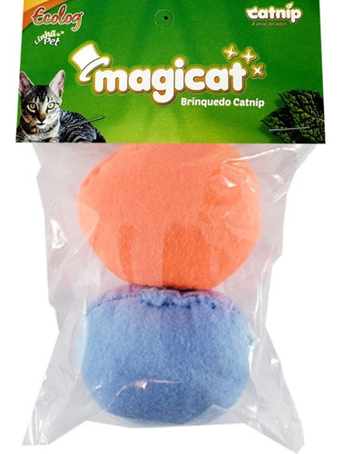 Brinquedo P/ Gato 2 Bolinhas Bolas Com Catnip Feltro