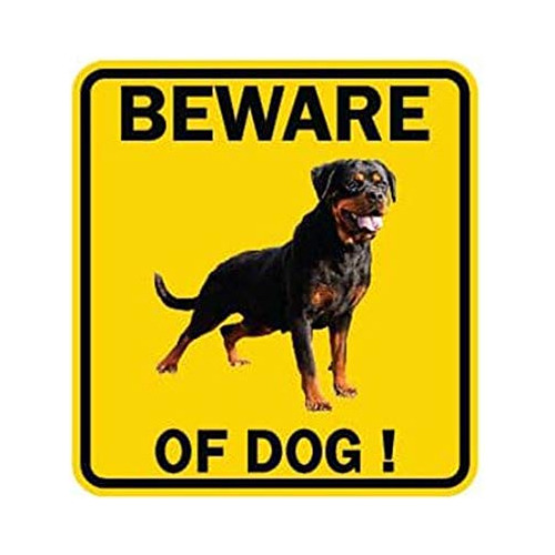 Ota Sticker Beware Of Dog Rottweiler Simbolo Señal Amarilla