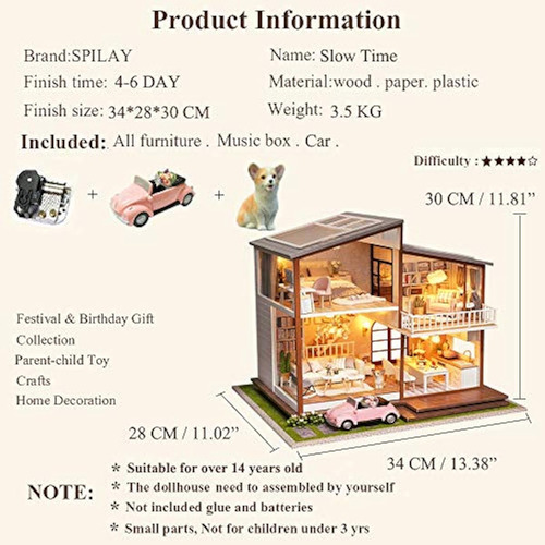 Casa De Bonecas Spilay Diy Em Miniatura Com Madeira