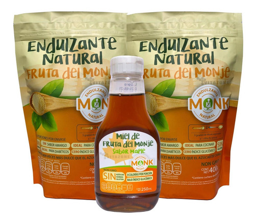 Imagen 1 de 5 de Fruta Del Monje Sustituto De Azúcar 400 Gr 2 Sobres Y 1 Miel