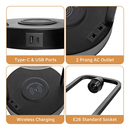 Juego De 2 Lámparas De Mesa Inalámbricas Con Puertos Usb