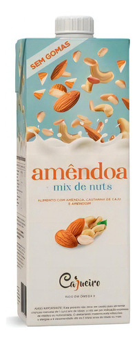 Bebida Leite Vegetal Amendoas Castanha Mix Nuts Cajueiro 1 L