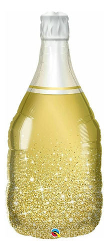 Globo Helio Para Botella Champan Tamaño Color Dorado