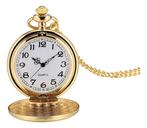 I-mart Reloj De Bolsillo Vintage Liso Con Cadena (dorado), O