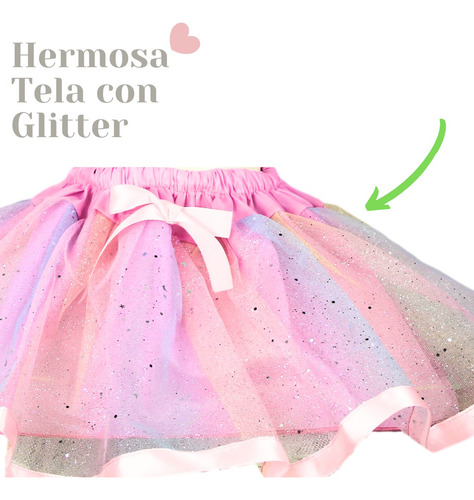 Tutu Falda Niña Varios Colores, Extra Pomposo Ampon Glitter
