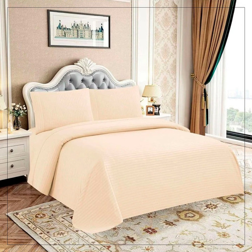 Juego De Sabanas Para Cama Queen Size Beige Liso