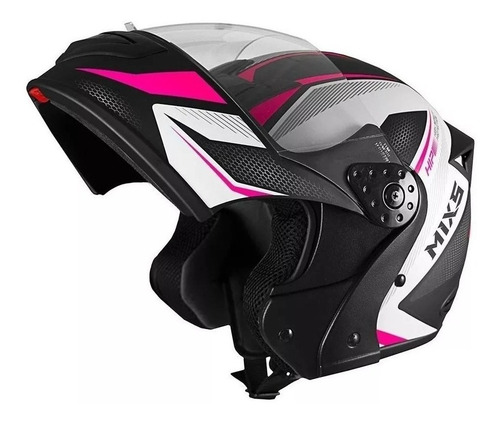 Imagem 3 de 4 de Capacete para moto escamoteável Mixs Gladiator rosa neo fosco tamanho 62