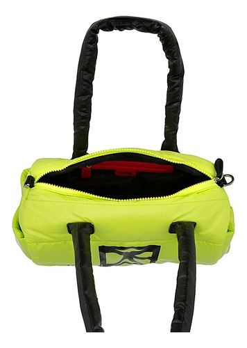Bolsa Cloe Bowling Grande Acolchada Con Monedero Verde Limón Verde Lisa Níquel Negro