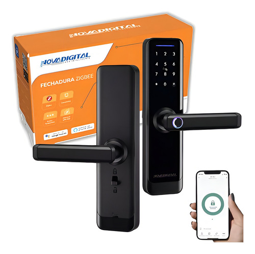 Novadigital Fechadura Inteligente Zigbee Alexa Biometria Cor Preto