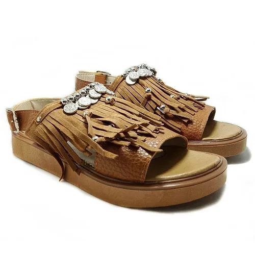 Sandalias Mujer Tira Doble Con Flecos Moda Verano 37 320