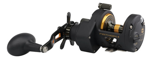 Reel Rotativo Penn Fathom Ii 12 Para Lance Color Negro Lado De La Manija Derecho