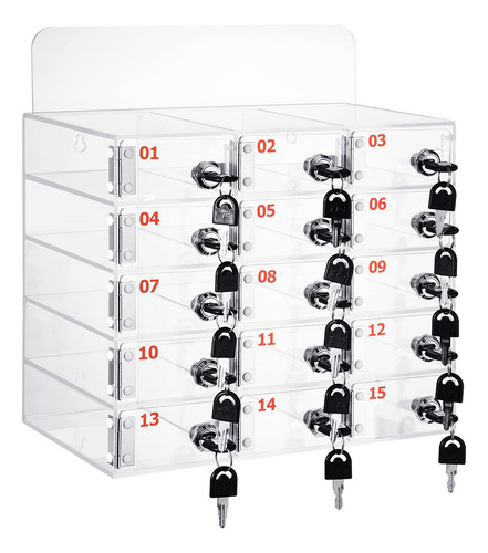 Caja Seguridad Celulares Threan BOX 19 Acrílico Transparente 15 Compartimentos