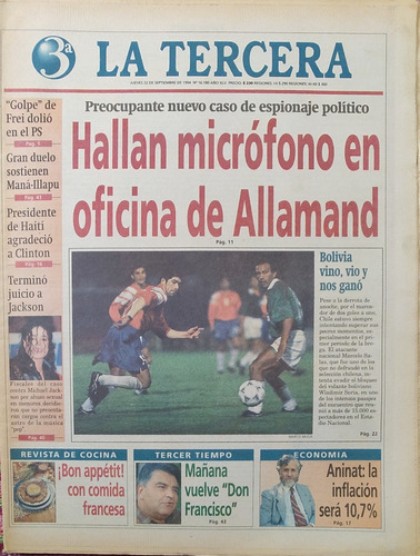 Diario La Tercera 1994 Hallan Micrófono En Of De Allama (d32