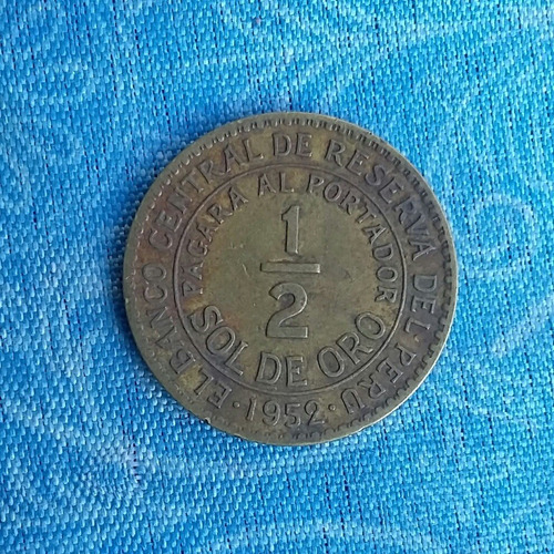 Moneda De 1/2 Sol De Oro Año 1952