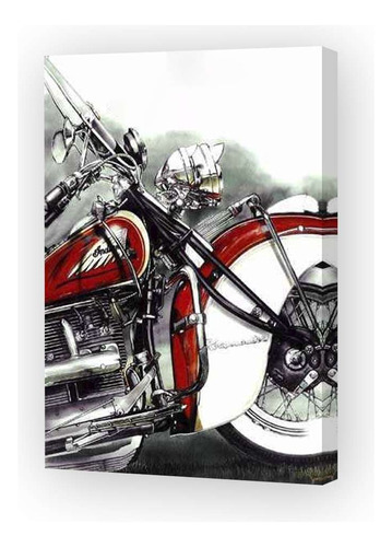 Cuadro 20x30cm Vehiculo Motocicleta Ilustracion Choper
