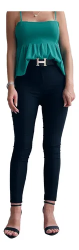 Pantalon Vestir Mujer Chupin Bengalina Elastizado Tiro Alto