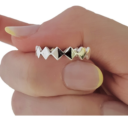 Anillo Ona Regulable Rombos Sin Fin Plata 925 Plateado Regulable