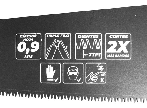 Serrucho Carpintero Acero/teflon 22 Rayun
