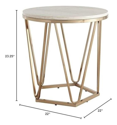 Mesa Redonda Luna De Piedra Sintética Sei Furniture, Champán