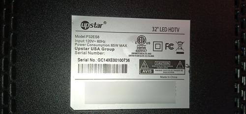 Imagen 5 de 10 de Tv Televisor Upstar 32 P32es8 Nuevo Pantalla Partida