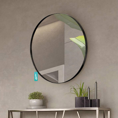 Imagen 4 de 10 de Espejo Baño Living 60 Cm Marco Hierro Redondo Moderno Deco