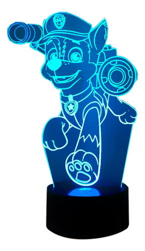 Lampara Ilusión 3d Paw Patrol Chasse Base Negra