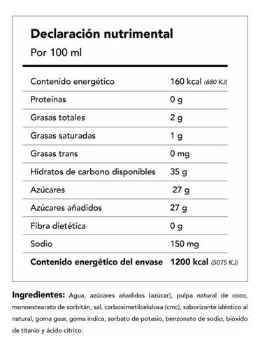 Crema De Coco Calahua Caja Con 6 Pz De 1 Lt C/u Envío Gratis