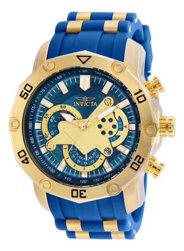 Deportivo Invicta Pro Diver 22798 Azul Hombre Tiempo Exacto Azul Dorado Dorado (Reacondicionado)
