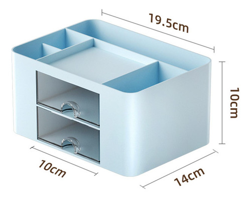 Vanity Cosmetic Organizer Pencil Storage Box Con Azul