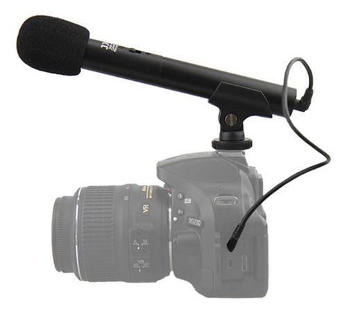 Microfone Direcional Jjc Sgm 185 Para Cameras Filmadoras Cor Preto