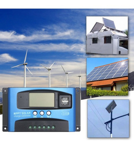 Controlador Carga Solar 60a Mppt Dual Usb Lcd Display