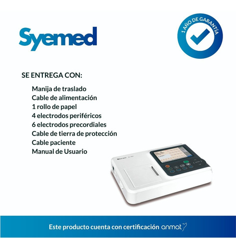 Imagen 5 de 8 de Electrocardiografo Biocare Ie101 1 Canal 12 Derivaciones