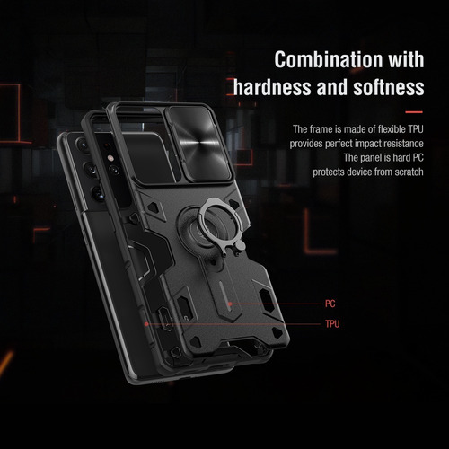 Imagem 5 de 10 de Capa Anti Impacto Nillkin Camshield Armor - Galaxy S21 Ultra