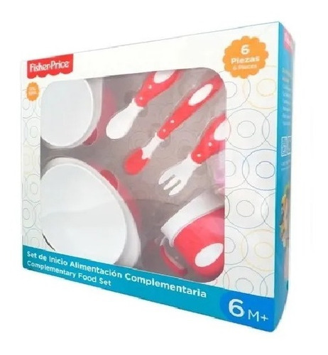 Set Alimentación Bebé Vaso Plato Cubiertos Fisher Price 6pz