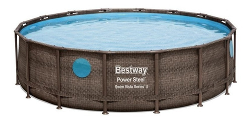 Pileta estructural redondo Bestway 56725 con capacidad de 19480 litros de 4.88m de largo x 4.88m de ancho de 4.88m de diámetro  marrón diseño mosaico/ratán