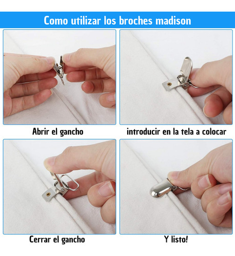 Broche Madison Metal Tiradores Portachupetes 30mm X 10unid. Niquel Madison 30