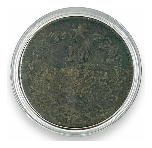 Moneda Antigua De Cobre De Italia 10 Centesimos Del Año 1867 (Usado)