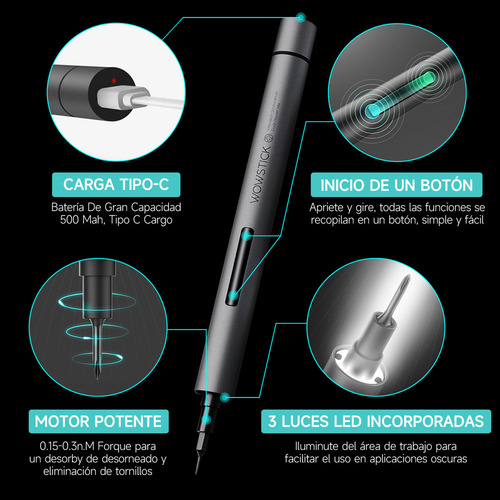 ' Destornillador Eléctrico Wowstick 1f+ Con Luz Led, 56