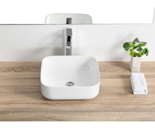 Lavamanos Blanco Vessel Bordes Curvilineos 38x 38x 13,5cm