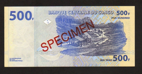 Bn8138 Congo (kinshasa) 2002 500 Francos Specimen